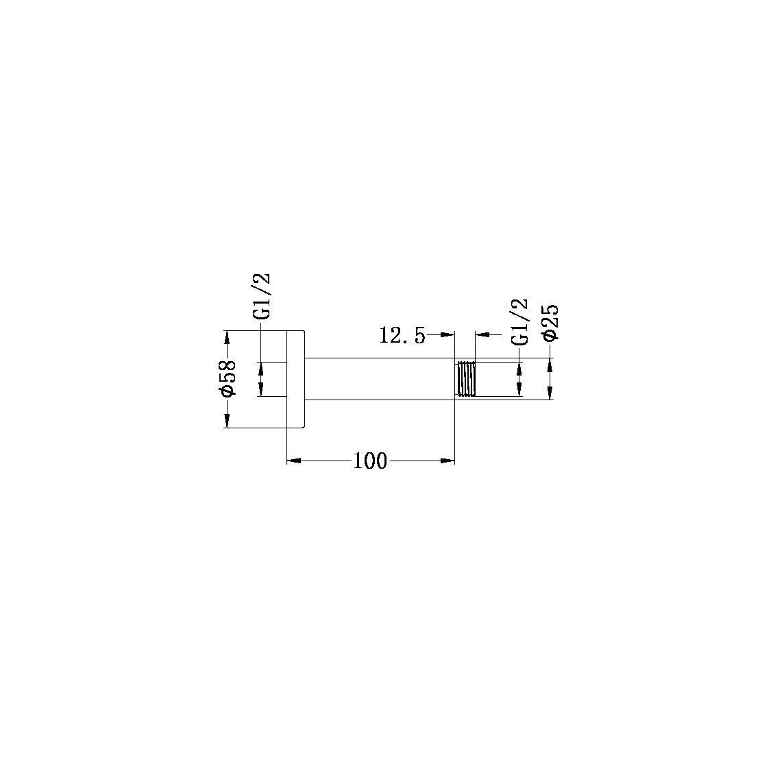 ROUND CEILING ARM 100MM MB (NR503100CH)