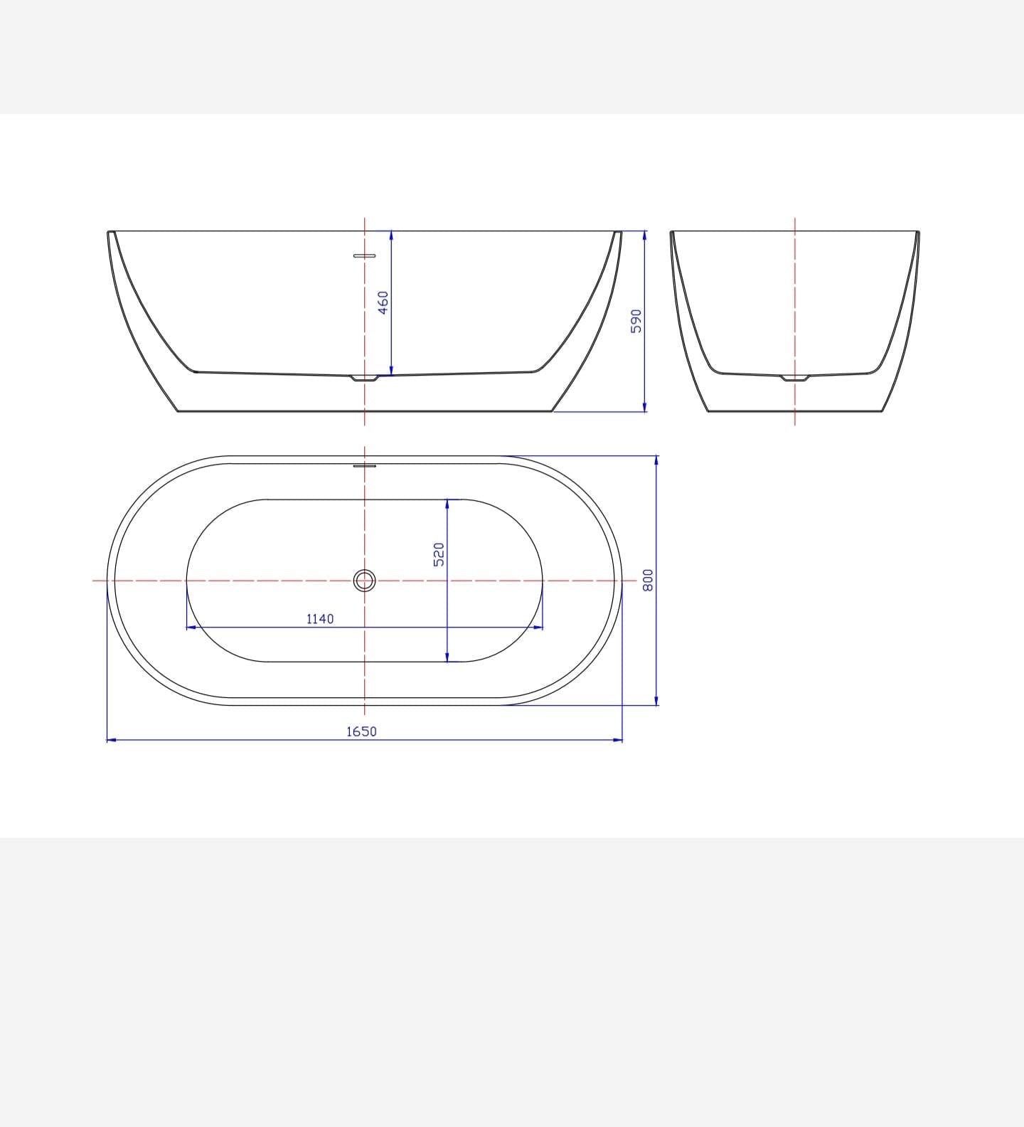 Diva Matte White -1650mm BATH TUB