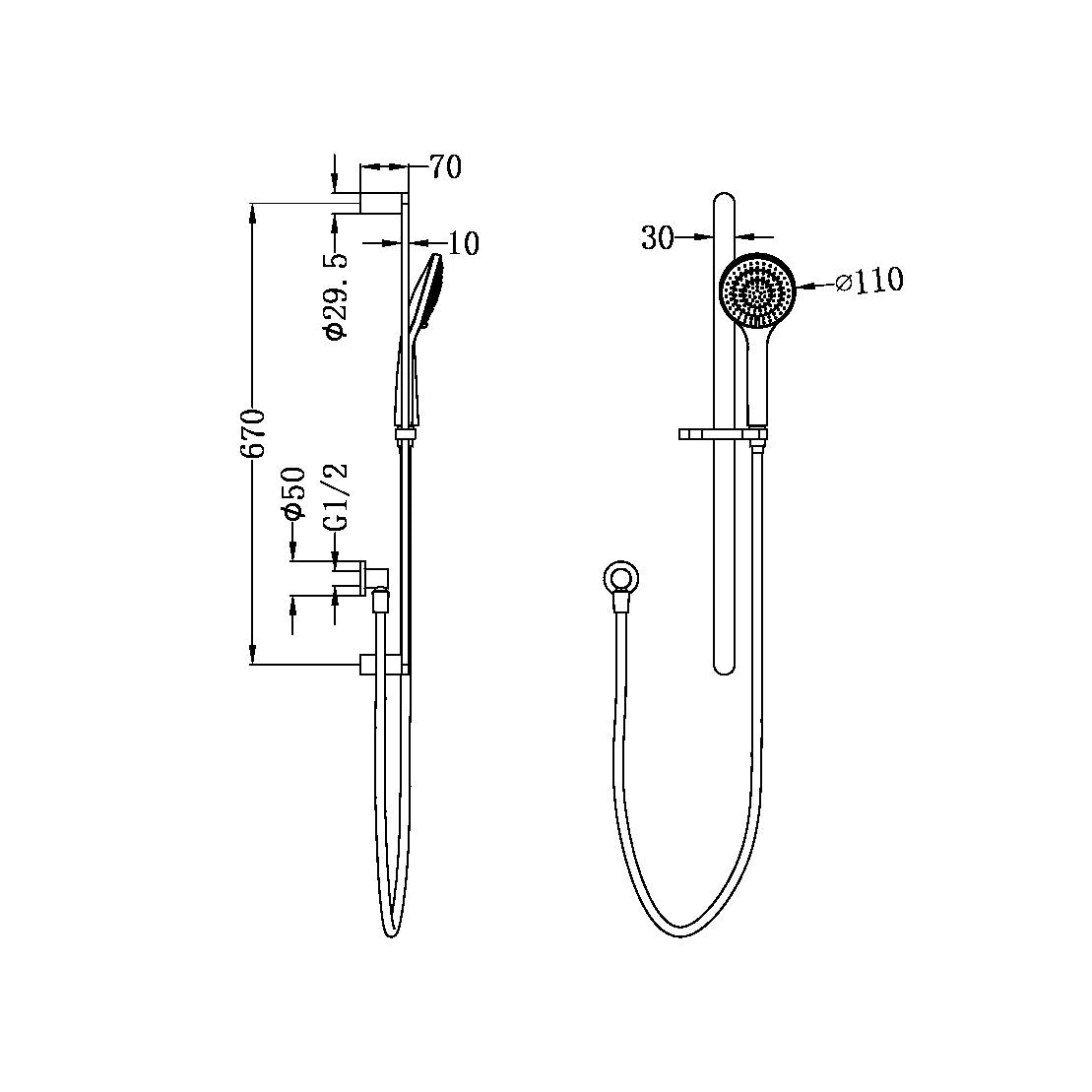 BIANCA/ECCO RAIL SHOWER WITH AIR SHOWER